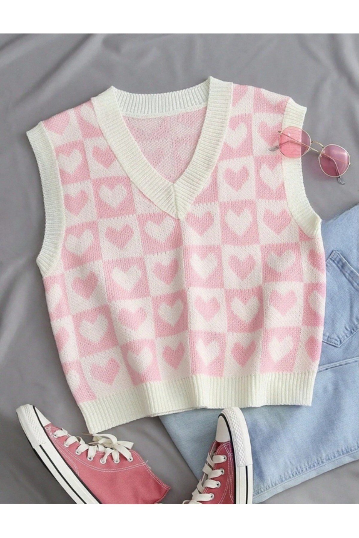 Pembe Krem Kalpli Regular Kadın Süveter