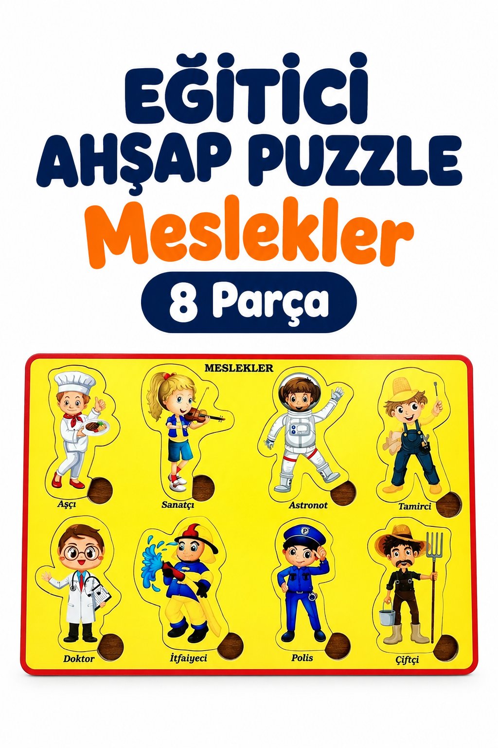 Ahşap Eğitici Meslekler Sök Tak Puzzle – Çocuklar İçin Öğretici Meslekleri Tanıma Yapboz Oyuncağı