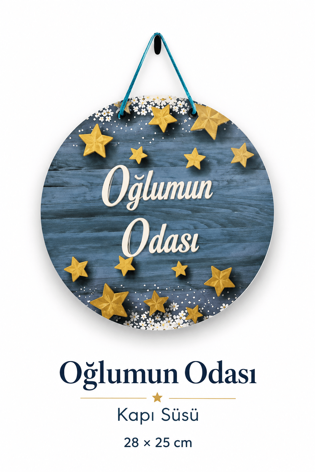Renkli Ahşap Çocuk ve Bebek Odası Kapı Süsü 28x25 cm – Oğlumun Odası, Kızımın Odası Dekoratif Kapı Yazısı