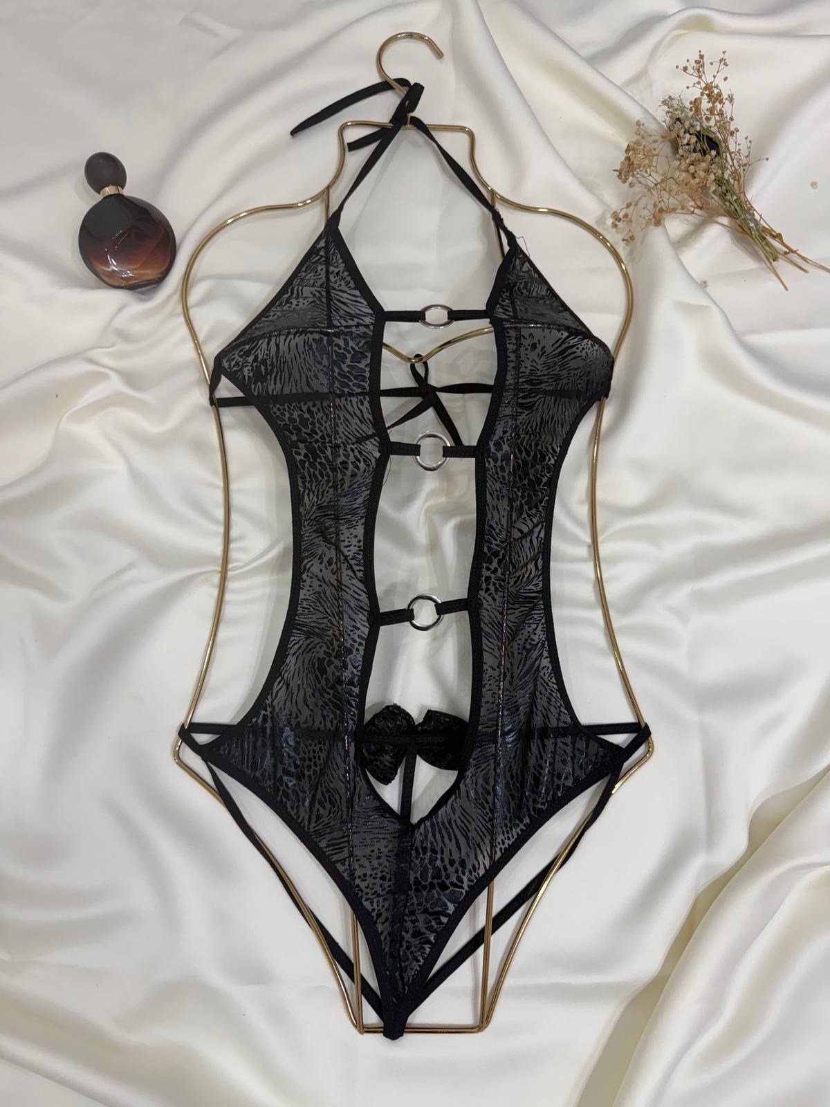 Aksesuar Detaylı Siyah Babydoll