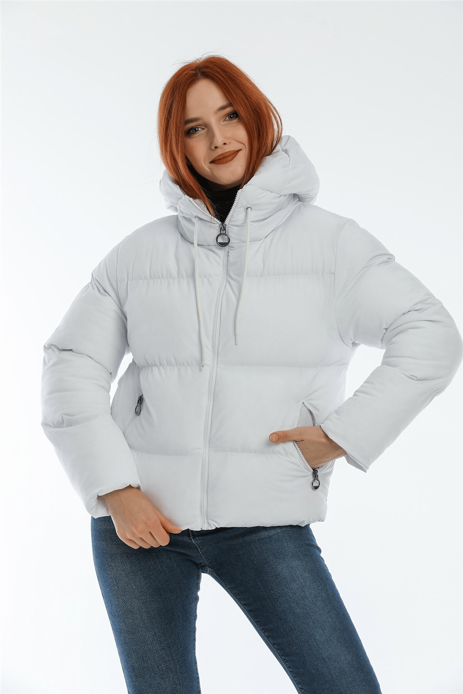 Kapüşonlu Şişme Mont Ac-y50230lnw - Beyaz