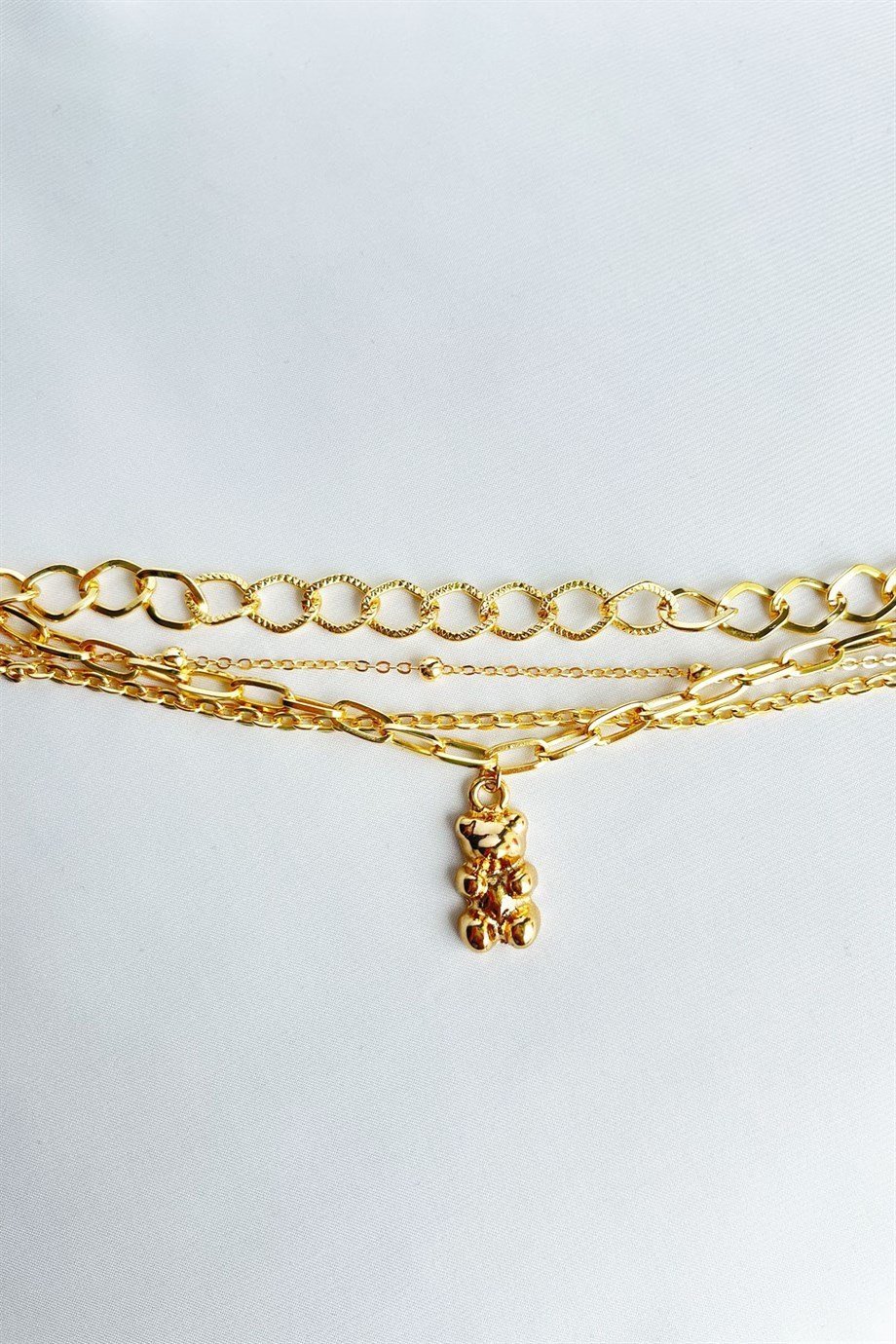 Altın Ayıcık Uçlu Dörtlü Gold Bileklik