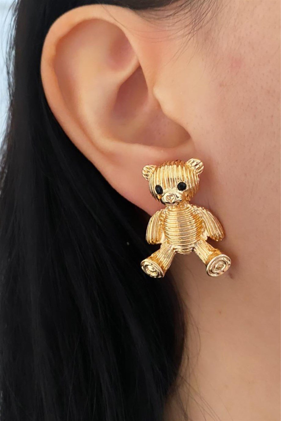 Ayıcık Model Gold Renk Küpe