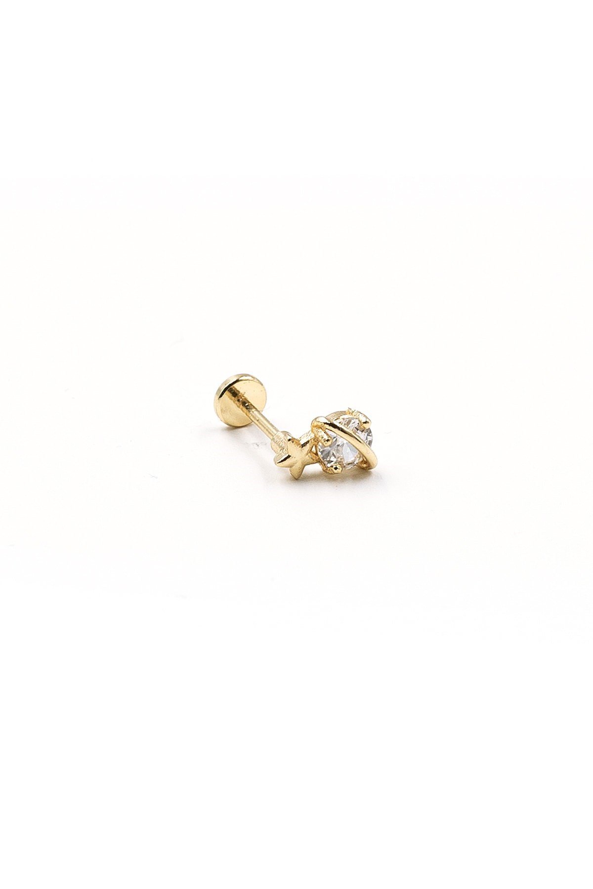 Galaksi Tasarımlı Zirkon Tragus Piercing – Gold | Anti Alerjik, Rengi Solmaz
