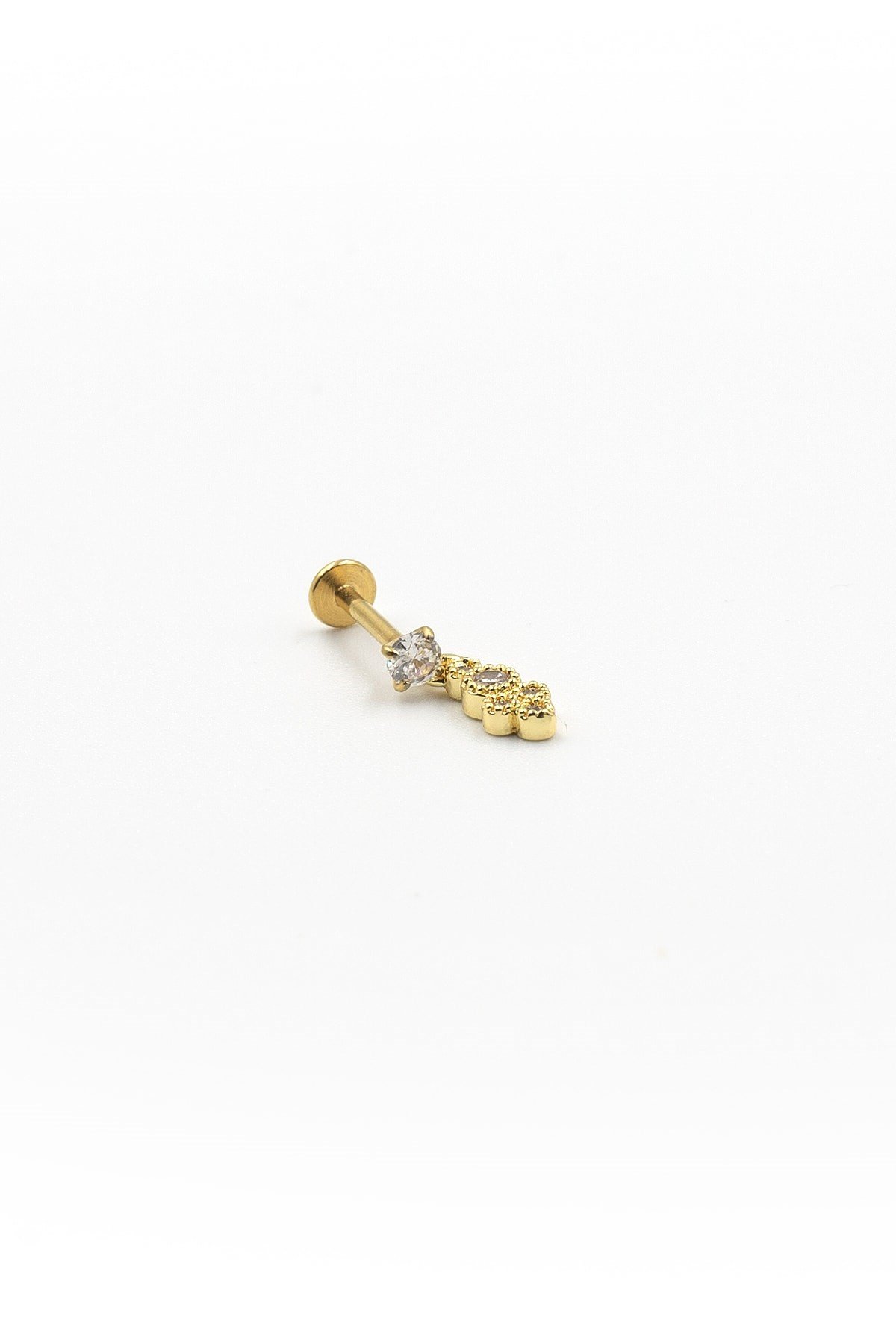 Gold Taşlı Sallantılı Tragus Helix Piercing - Anti Alerjik, Kararma Yapmaz