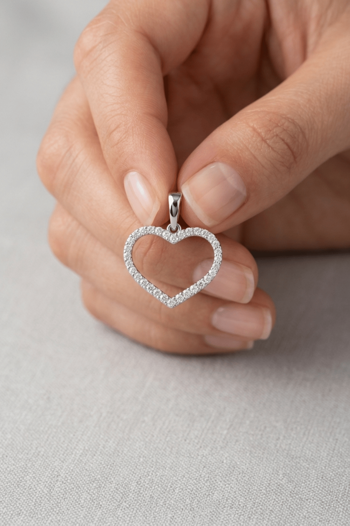 Xuping Heart-Shaped Pendant with Cubic Zirconia - Silver-Tone, Tarnish-Resistant