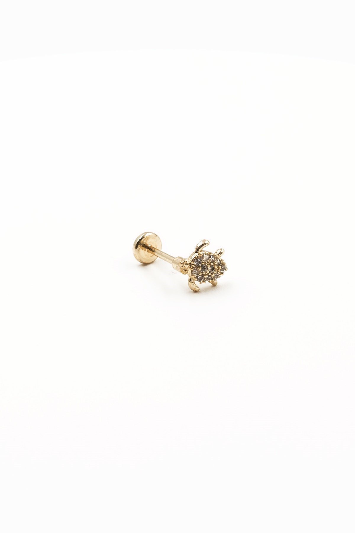 Kaplumbağa Figürlü Zirkon Taşlı Tragus Piercing – Gold | Hipoalerjenik, Uzun Ömürlü