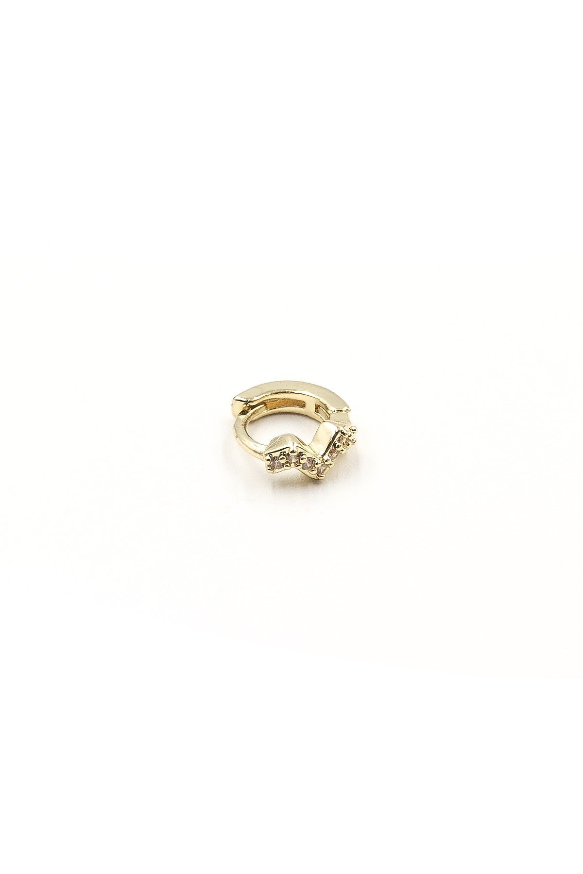 Minimal Zigzag Figürlü Zirkon Halka Piercing – Gold | Anti Alerjik, Rengi Solmaz