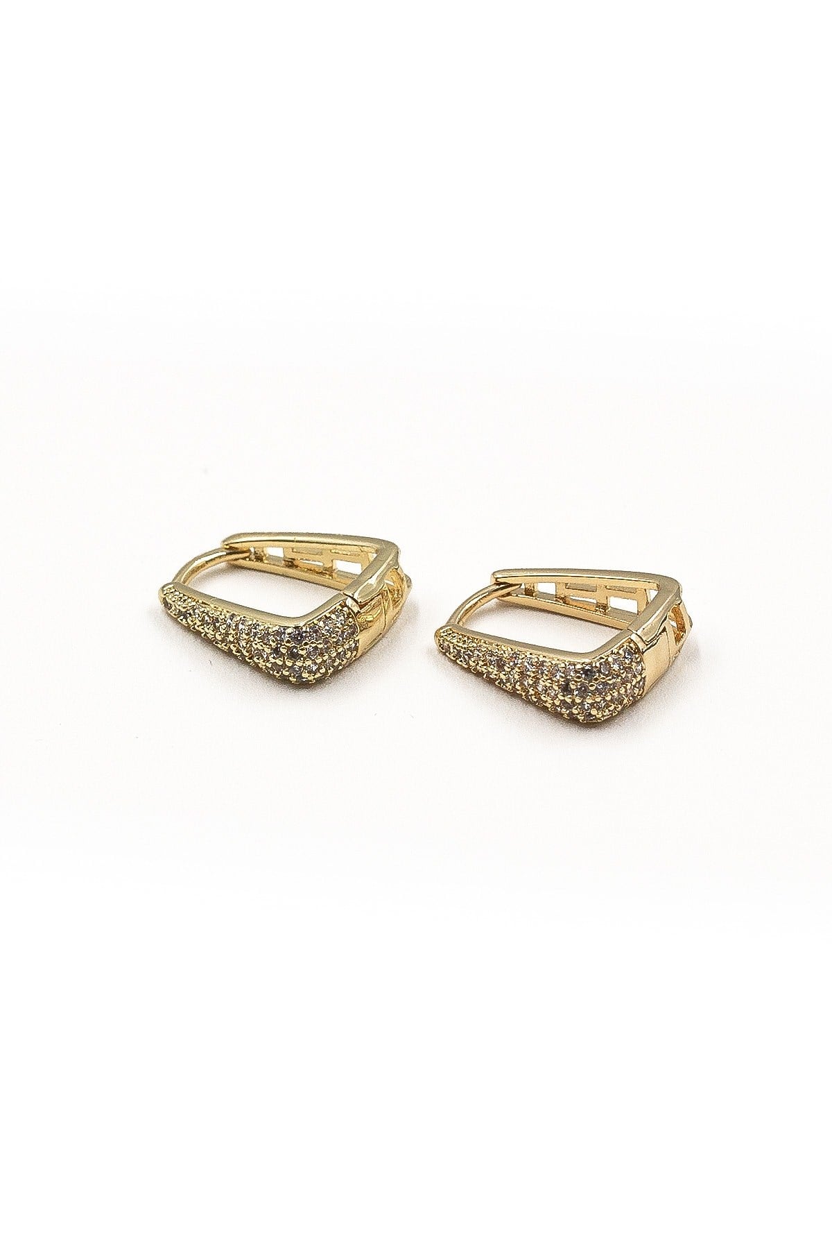Modern Üçgen Formlu Xuping Küpe - Gerçek Zirkon Taşlı Gold