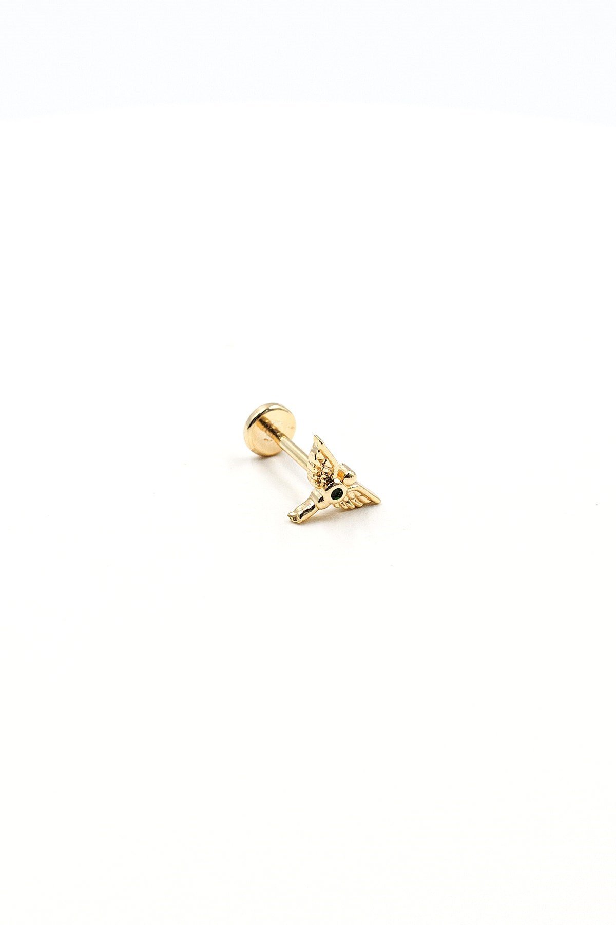 Mystic Anka Model Yeşil Taşlı Zirkon Tragus Piercing – Gold | Parlaklığını Korur, Alerji Yapmaz