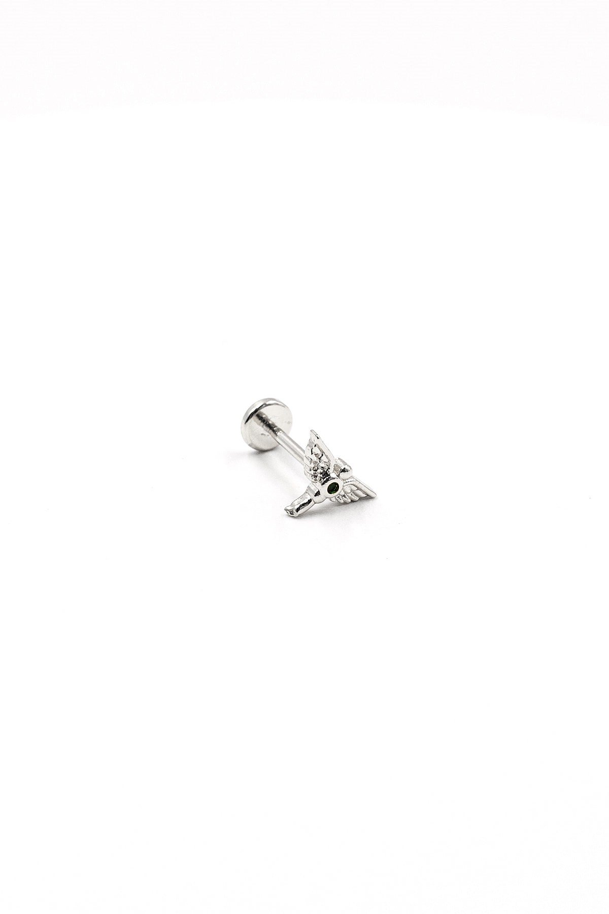 Mystic Anka Model Yeşil Taşlı Zirkon Tragus Piercing – Gümüş | Parlaklığını Korur, Alerji Yapmaz