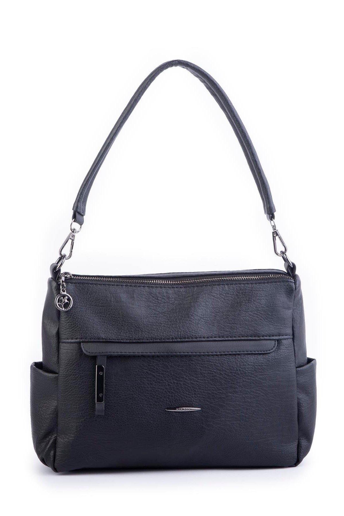 Nas Bag Çok Gözlü Yumuşak ve Hafif Yapılı Çift Askılı Omuz ve Çapraz Çanta - Siyah Lizbon (30x24 cm)