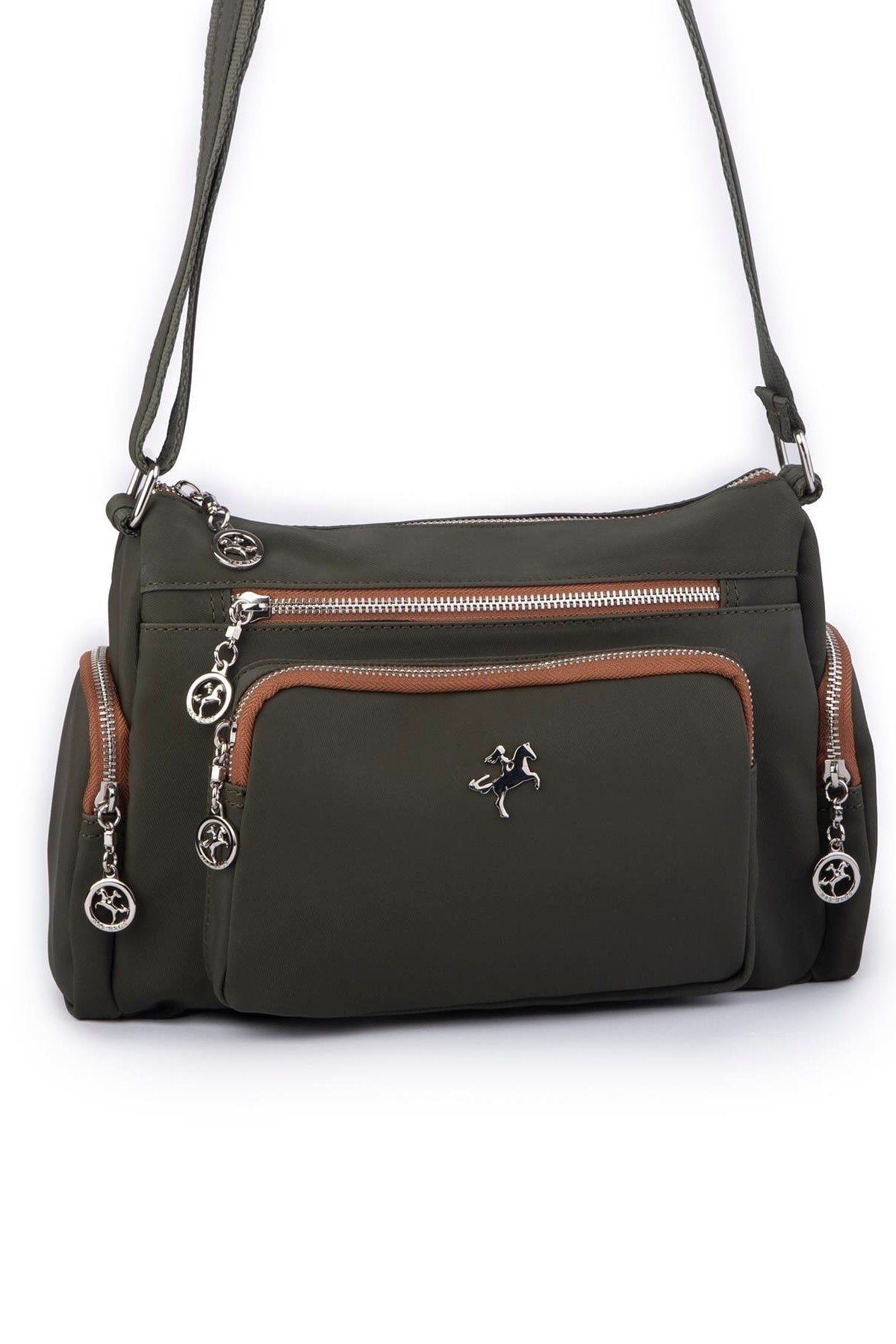 Nas Bag Kadın Çapraz Çok Gözlü Günlük Çanta Yeşil Taba Buzzy ( 30x22 cm ebatlarındadır.)