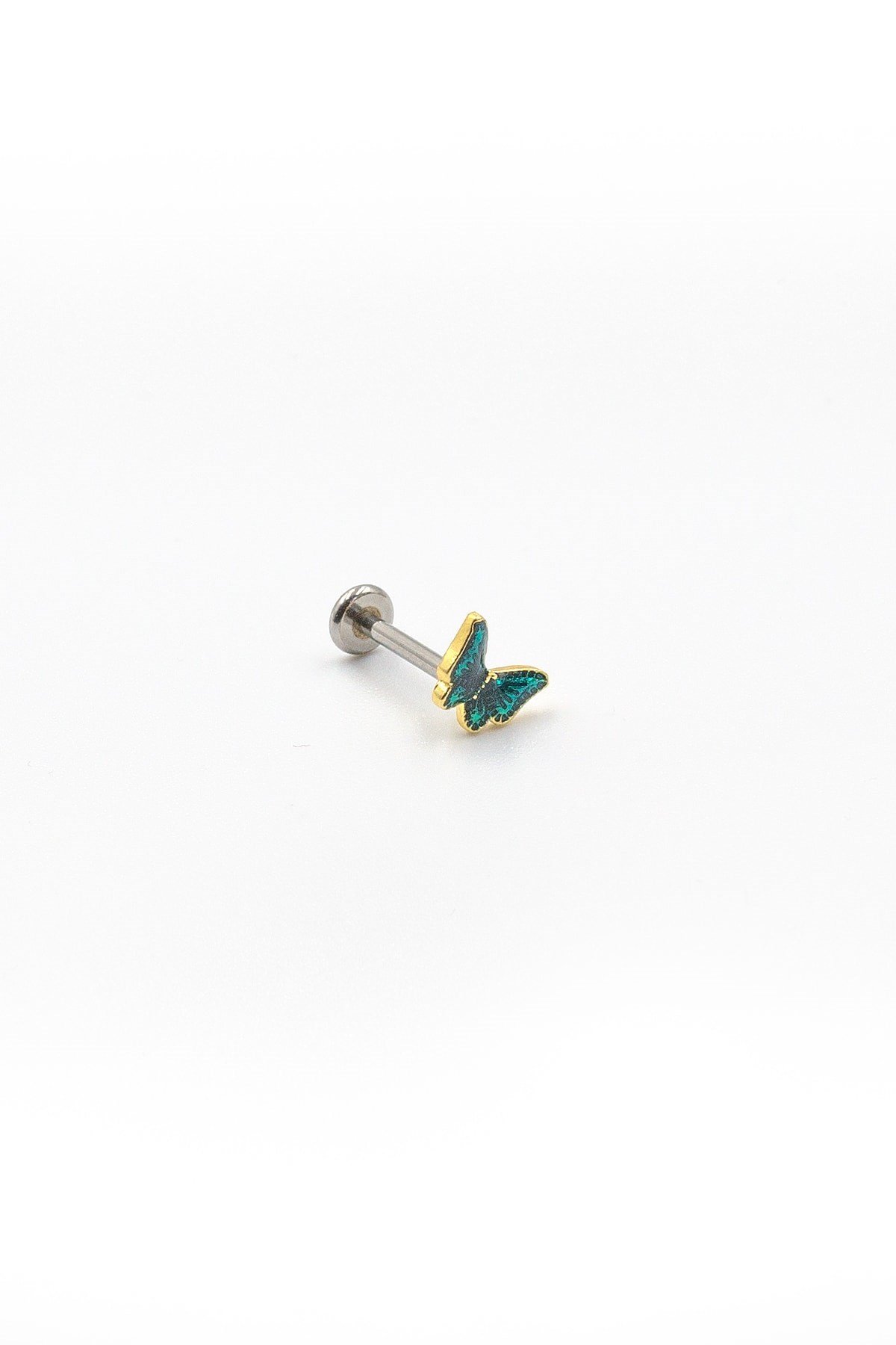 Renkli Kelebek Tragus & Helix Piercing – Gold, Anti Alerjik, Kararma Yapmaz
