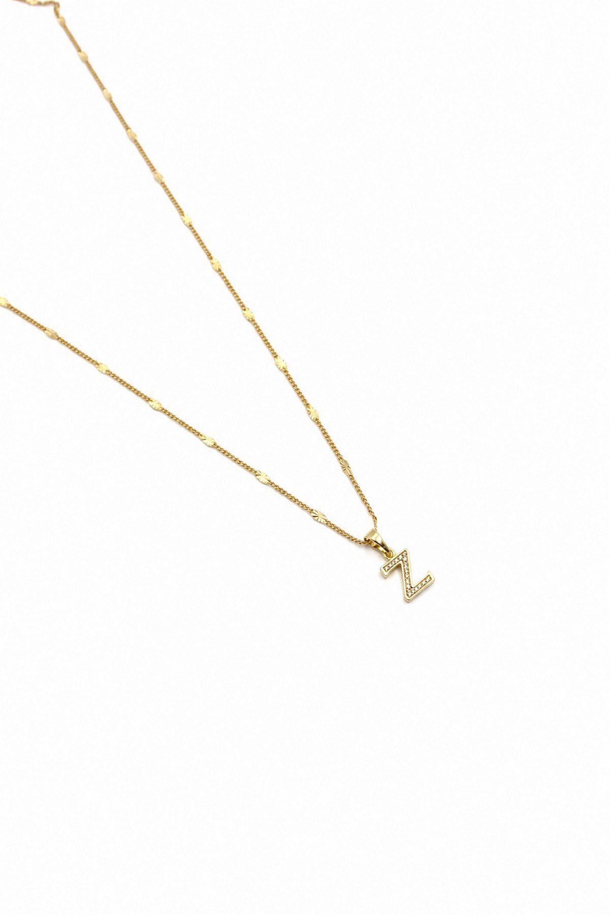 Xuping Gold Renkli, Zirkon Taşlı Z Harfi Kolyesi - 45 cm (Anti-Alerjik)