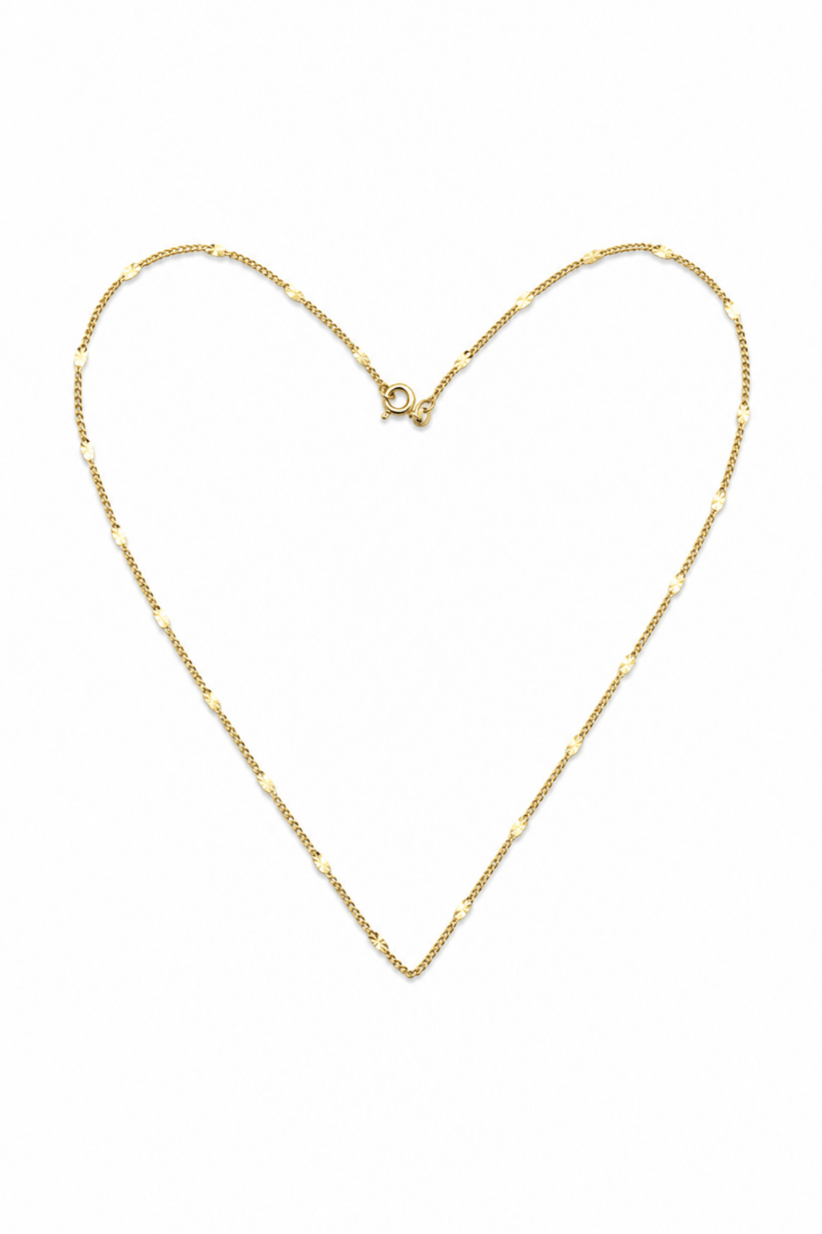 Patterned Brass Chain Necklace with Flat Spacer Links