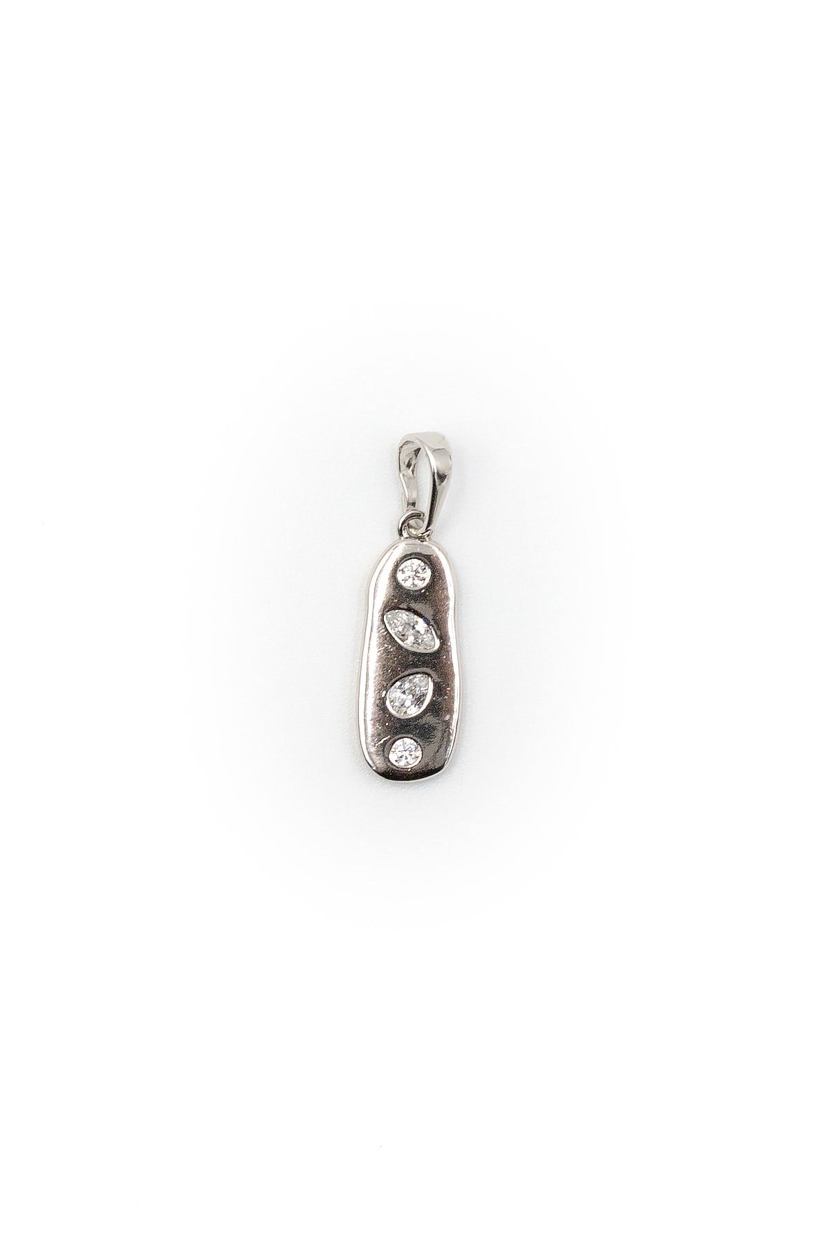 Zirkon Taş İşlemeli Kolye Ucu Gümüş – 2.8 cm, Mıhlama İşçilik