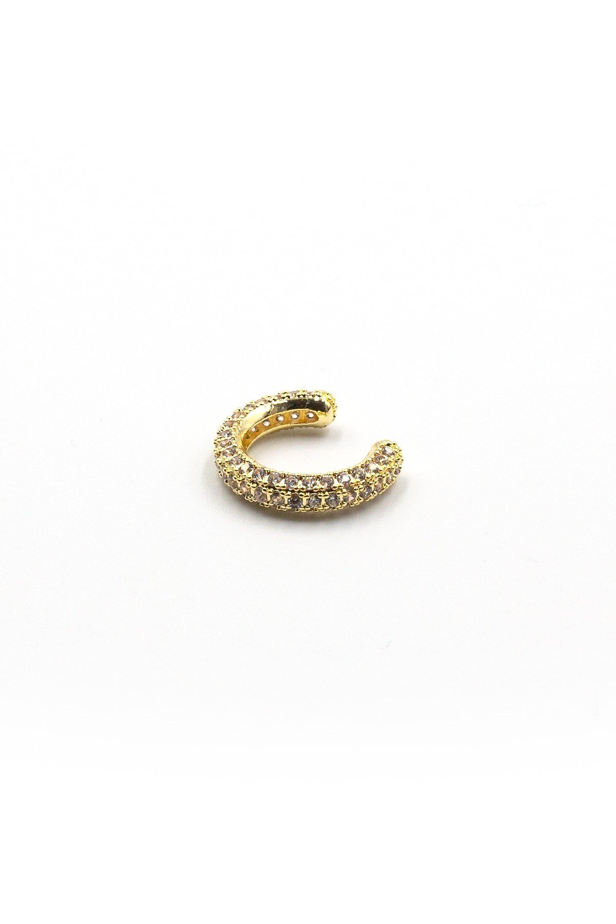 Zirkon Taşlı Halka Earcuff – Gold, Sıkıştırmalı, Anti Alerjik Kıkırdak Küpe