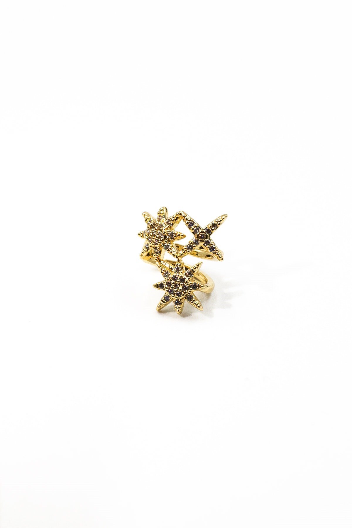 Zirkon Taşlı Kuzey Yıldızı Earcuff – Gold, Sıkıştırmalı, Anti Alerjik Kıkırdak Küpe