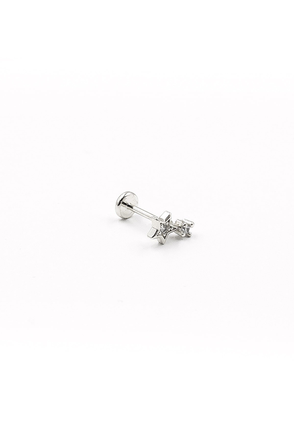 Zirkon Taşlı Yıldız Model Tragus Helix Piercing – Gümüş | Anti Alerjik, Kararma Yapmaz