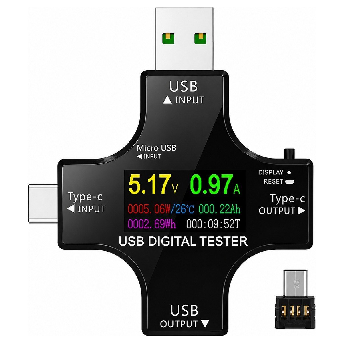 🔌 12'si 1 Arada USB & Type-C Dijital Güç Ölçer Test Cihazı – Voltaj, Akım, Watt, Kapasite Ölçer – Pd/qc Uyumlu