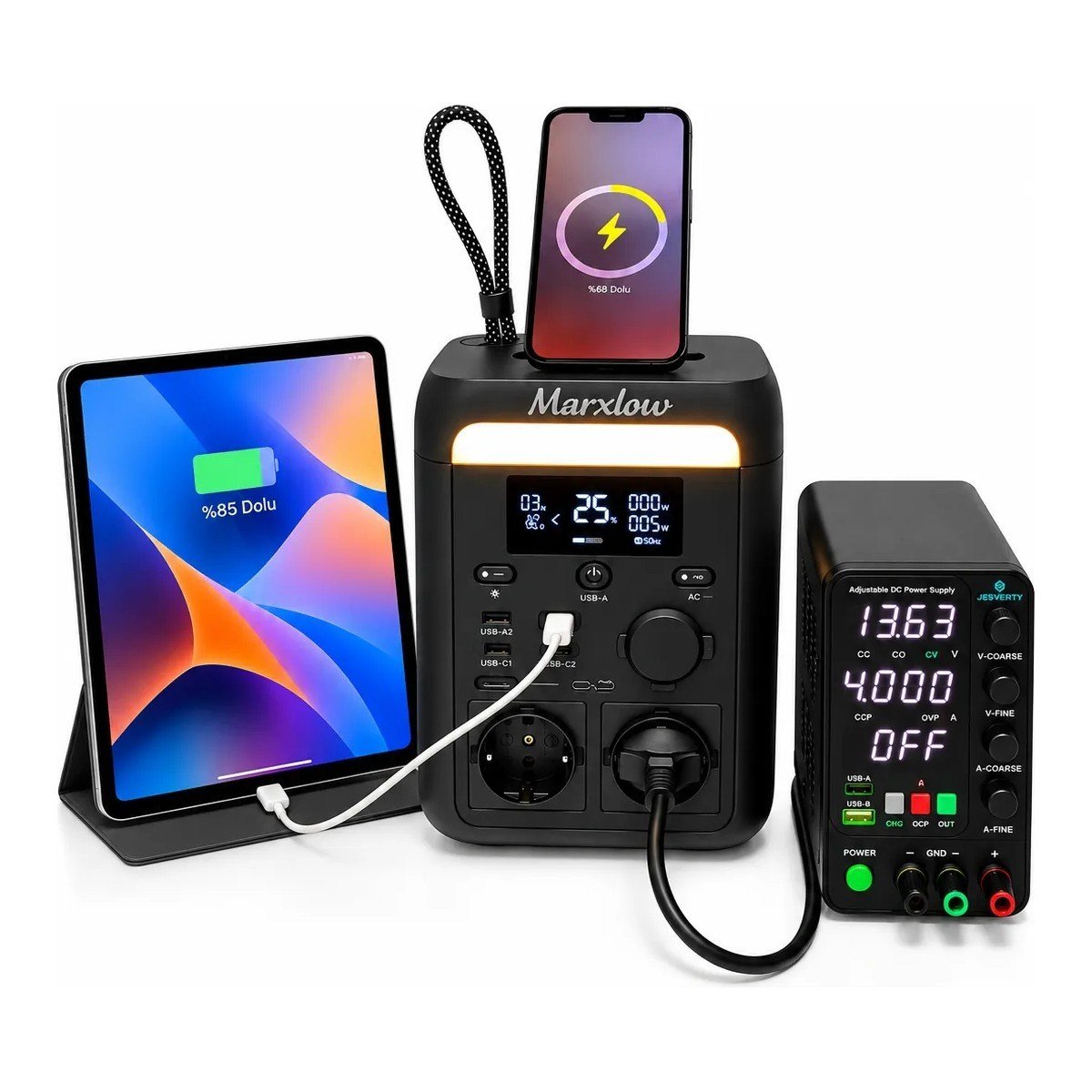 Marxlow 300W Pro 256WH Lifepo4 Taşınabilir Güç Istasyonu – Eps (Acil Güç Besleme)- Wi-Fi, Kablosuz Şarj, 65W Usb-C, 230V Ac OZK001512