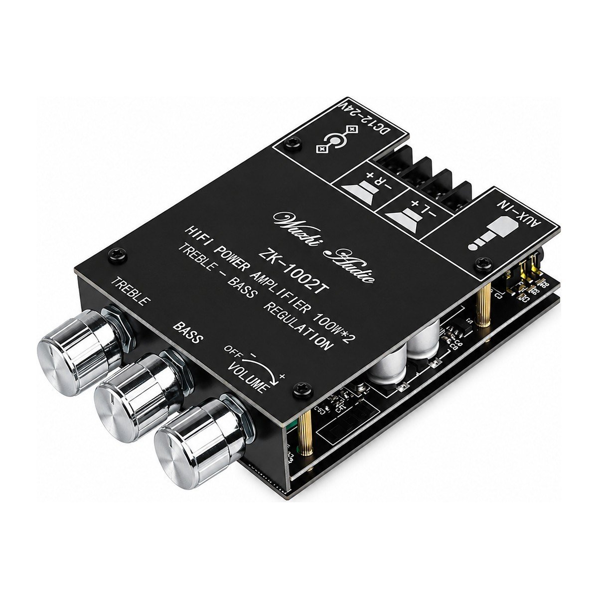 ZK-1002T 2X100W Bluetooth 5.0 TPA3116D2 Stereo Amfi Modülü – Bas/tiz Kontrollü