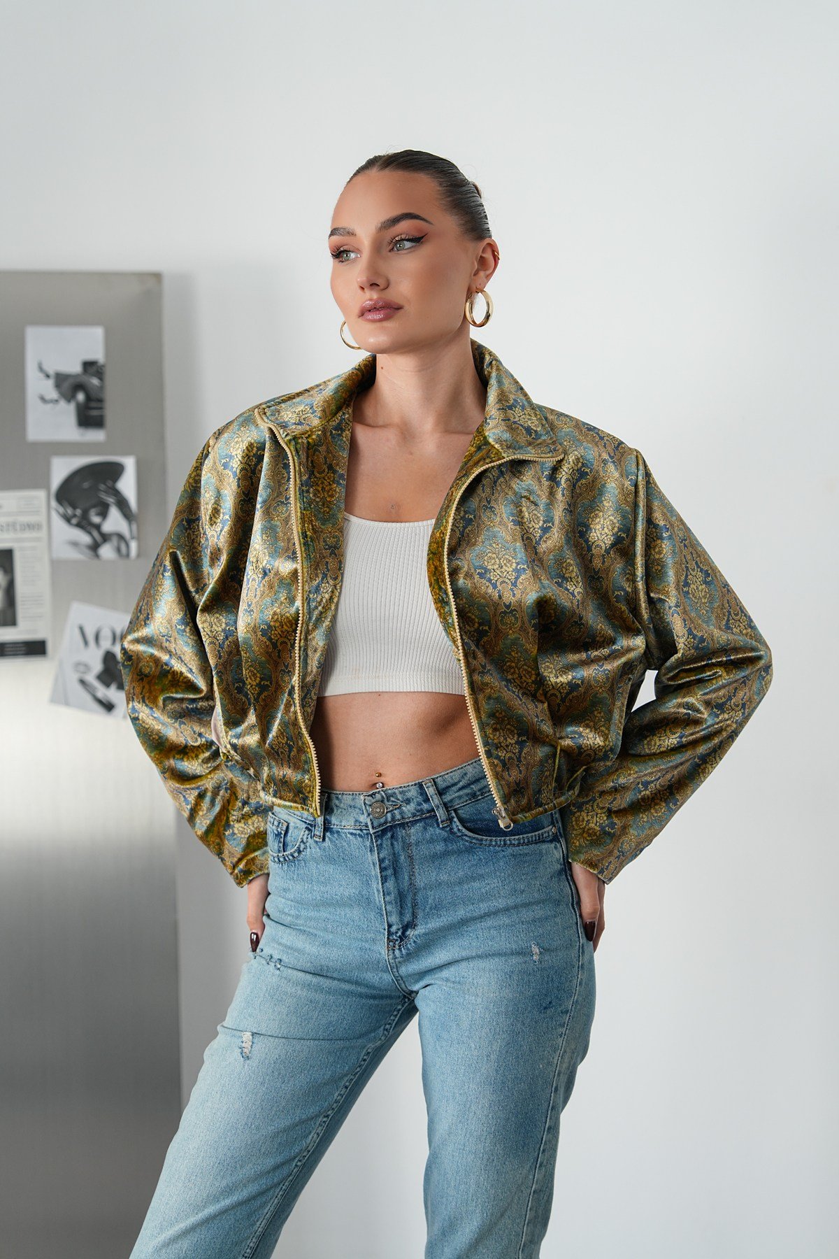 Divan Desenli Bomber Cek