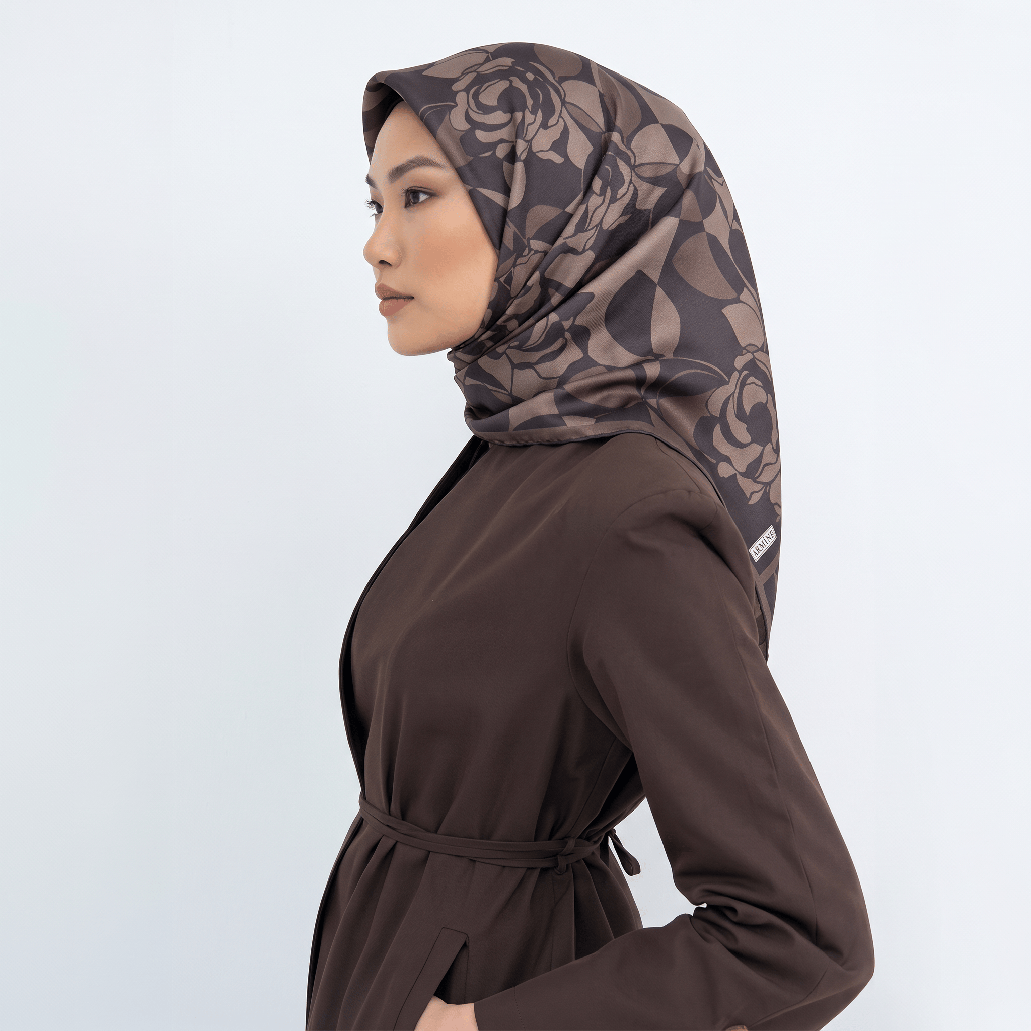 Armine İpek Eşarp 2026 Yaz 9551-54 Acı Kahve
