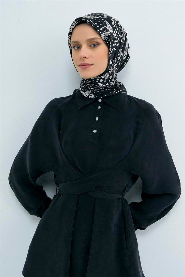 Armine İpek Eşarp 2026 Yaz 9552-90 Siyah