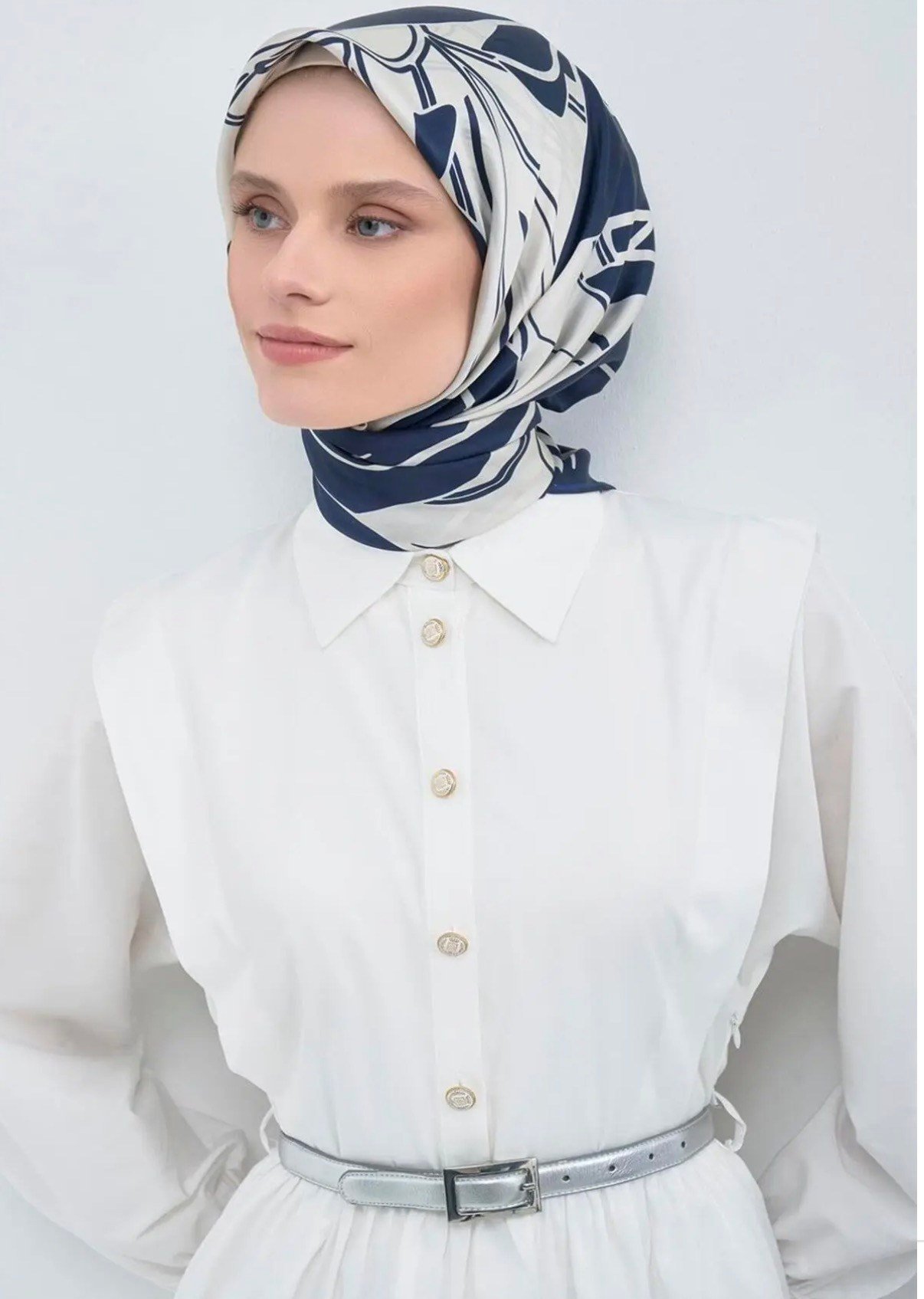 Armine İpek Eşarp 2026 Yaz 9553-06 Lacivert