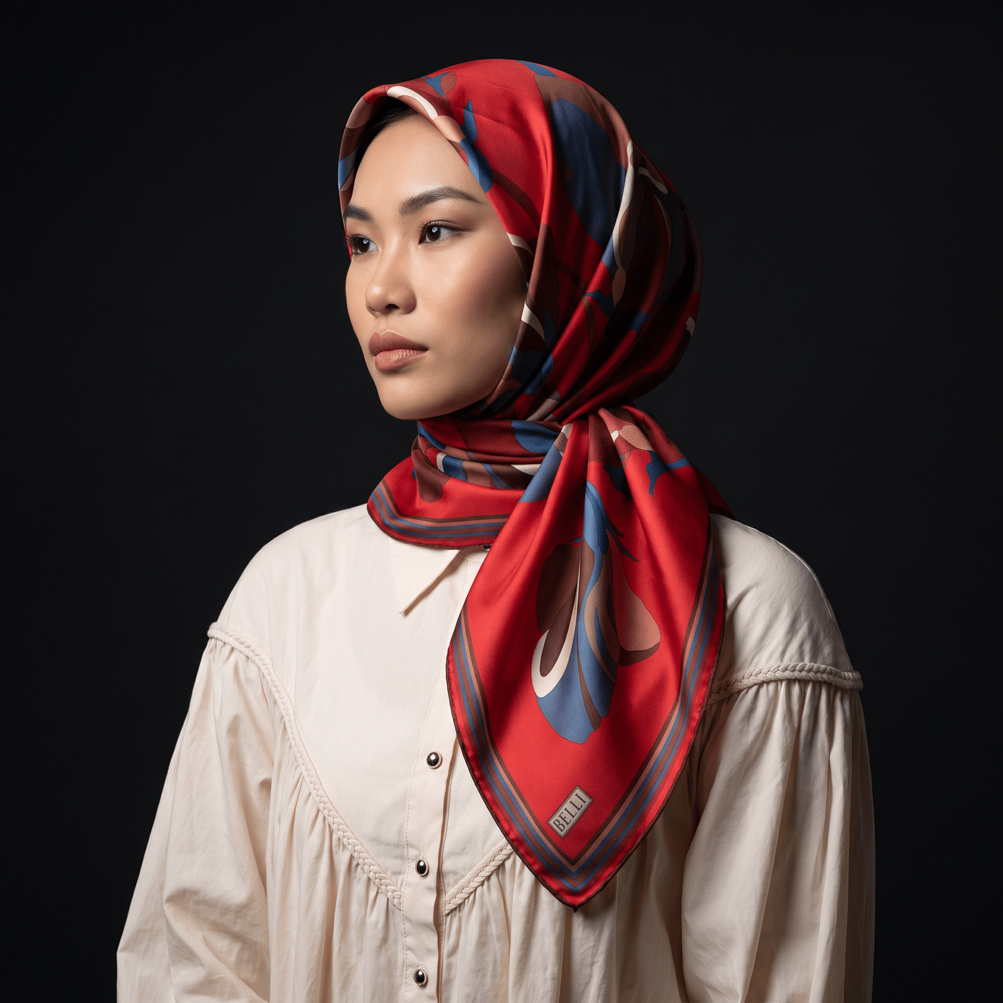 Belli Twill İpek Eşarp 26 Yaz 4303-81 Kırmızı