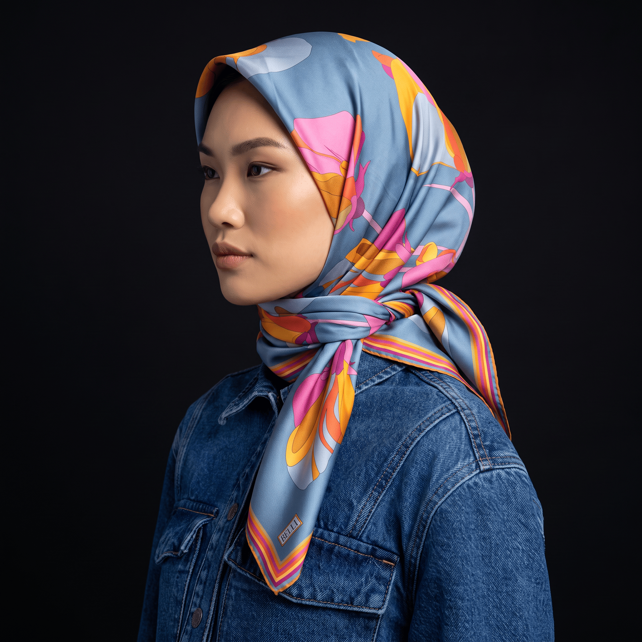 Belli Twill İpek Eşarp 26 Yaz 4303-82 Çok Renkli