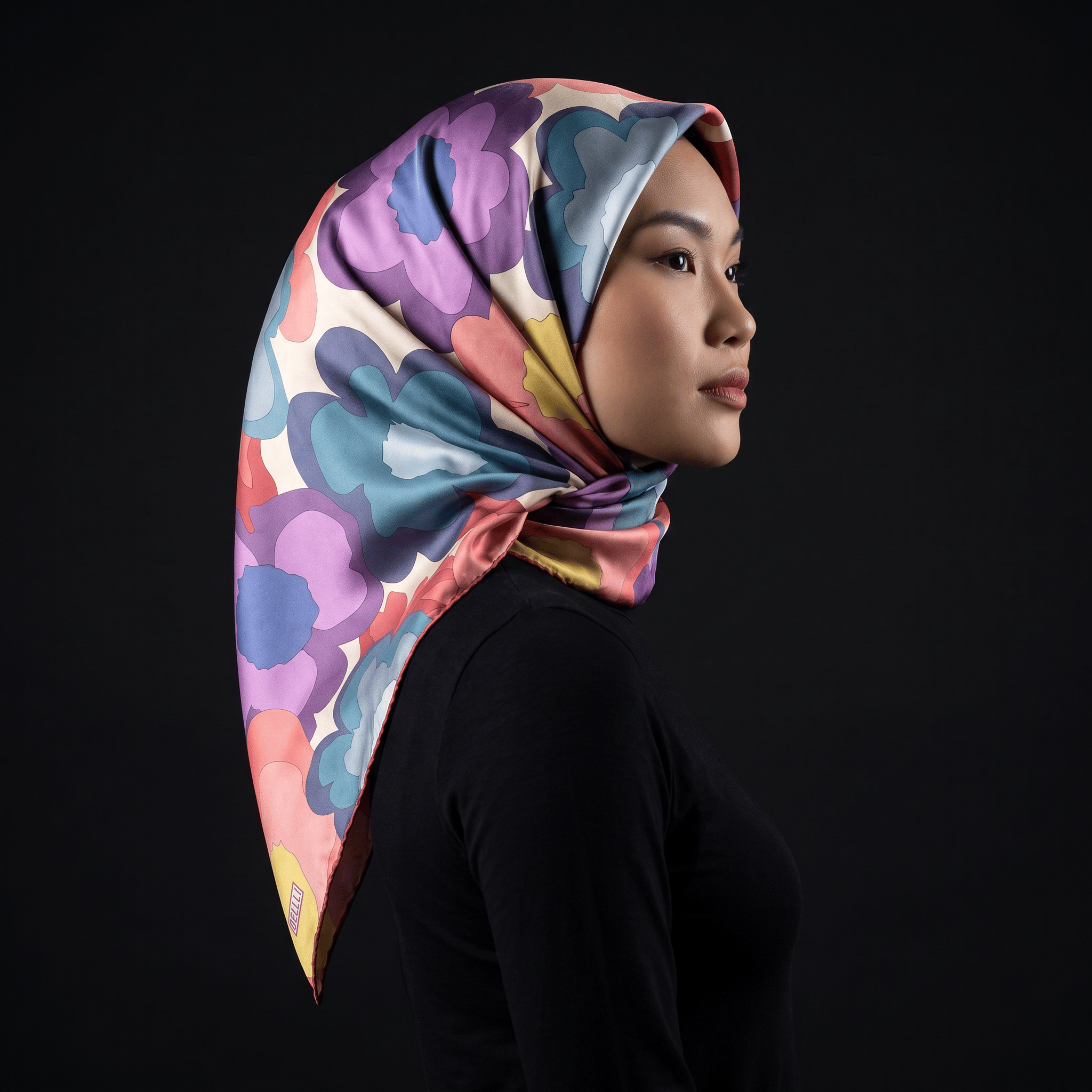 Belli Twill İpek Eşarp 26 Yaz 4306-84 Çok Renkli