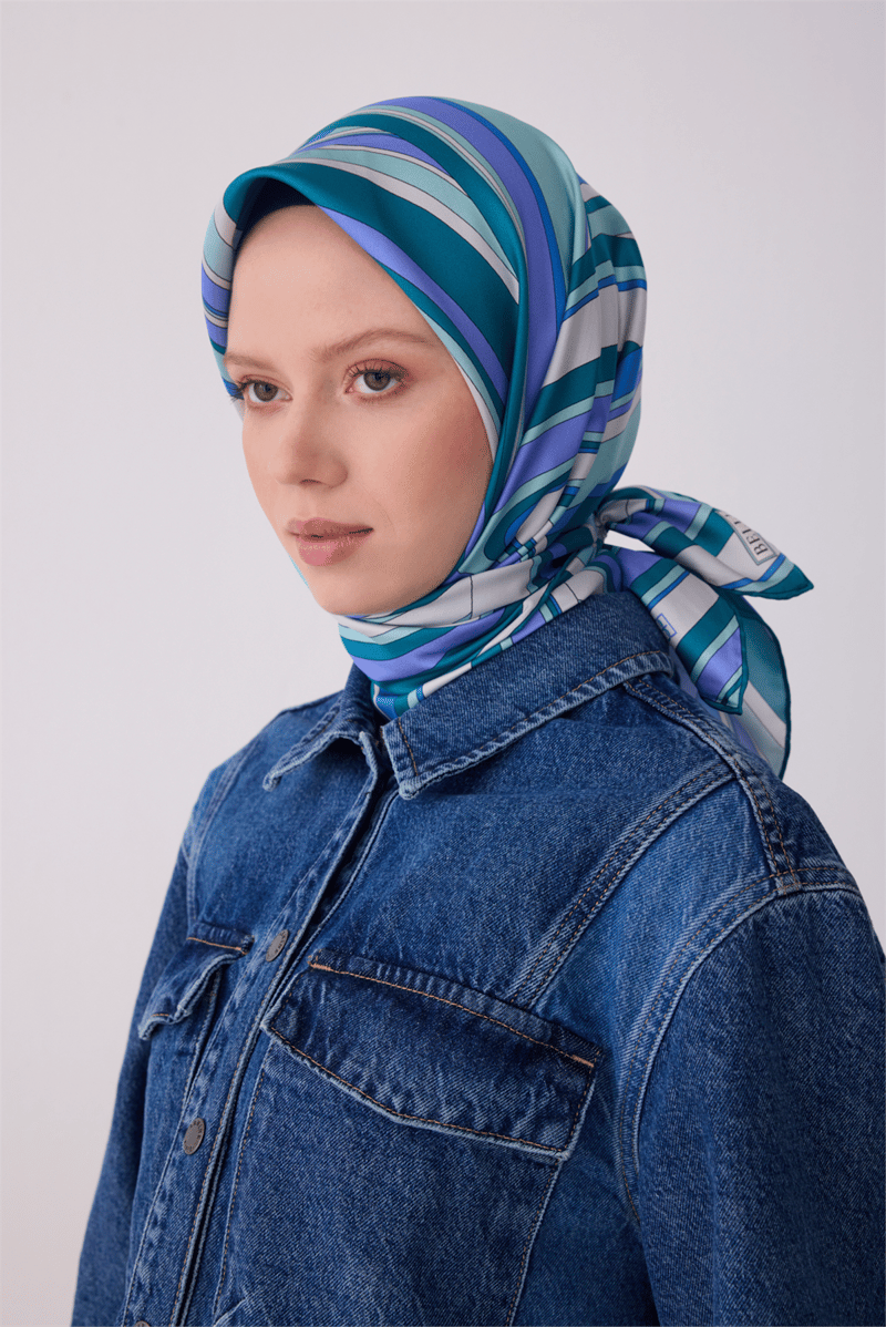Belli Twill İpek Eşarp 26 Yaz 4311-04 Mavi 