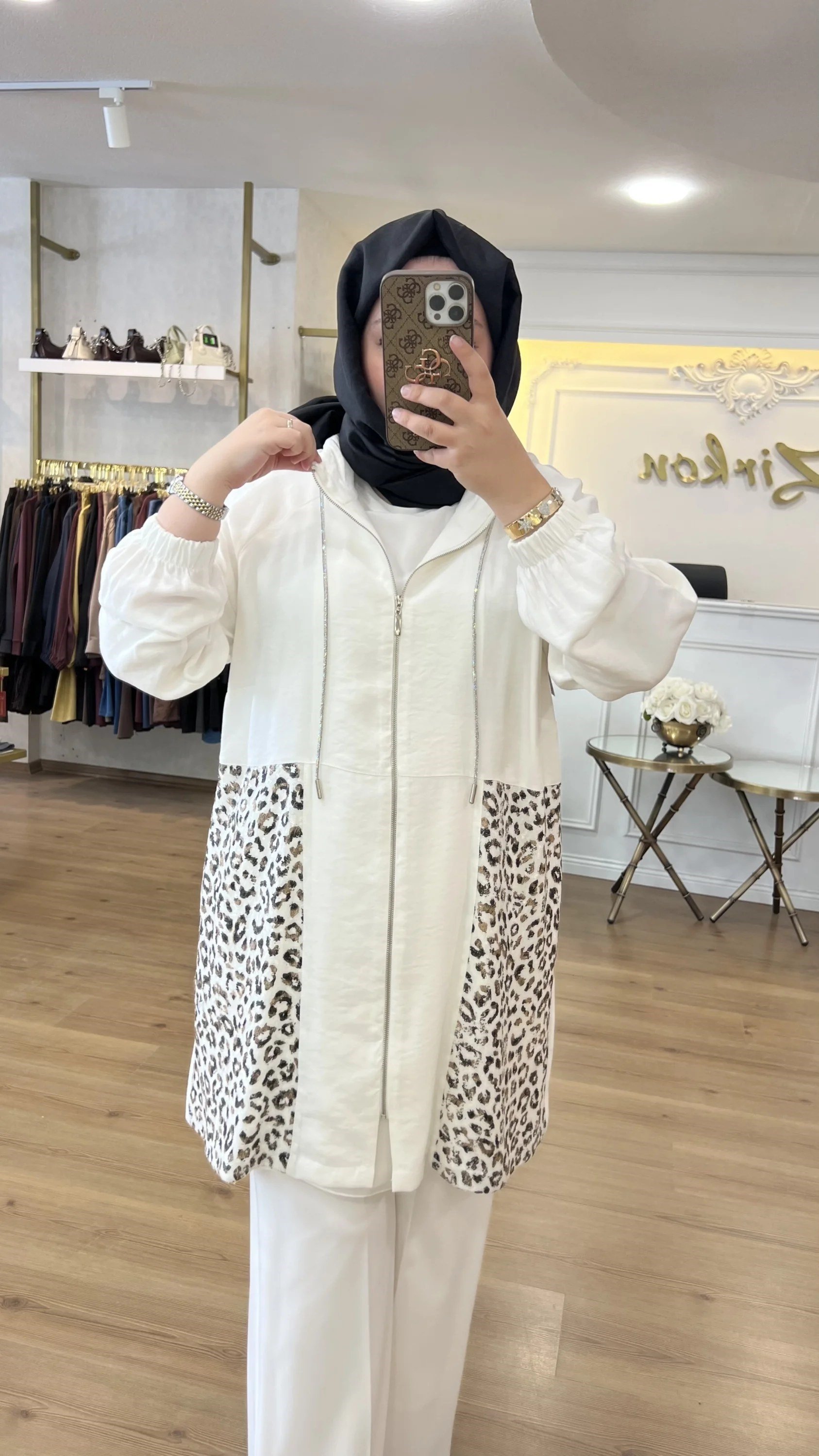 FATMA DANIŞMAN Leopar Pulpayet Pamuk Paraşüt Ceket