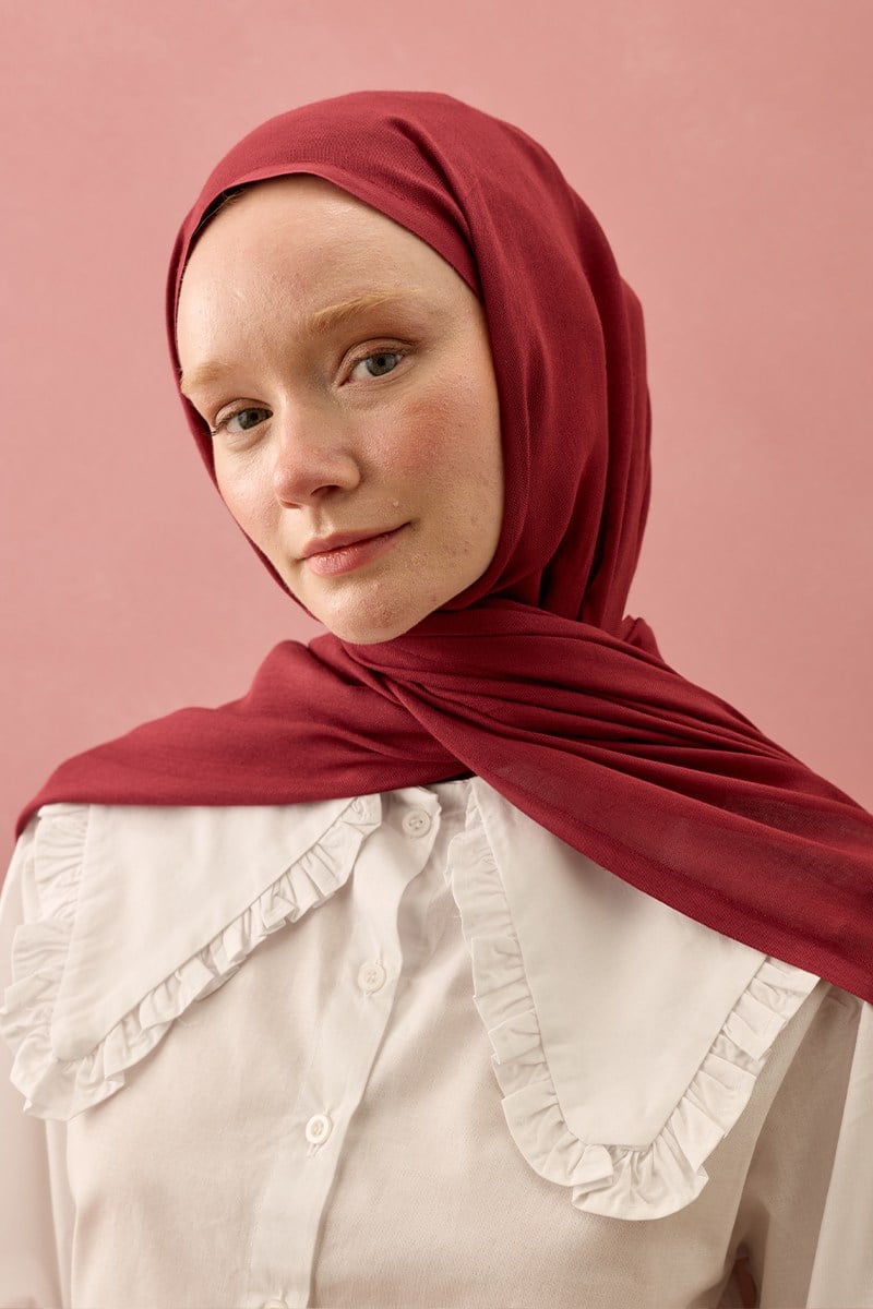 Bordo Pamuk Şal