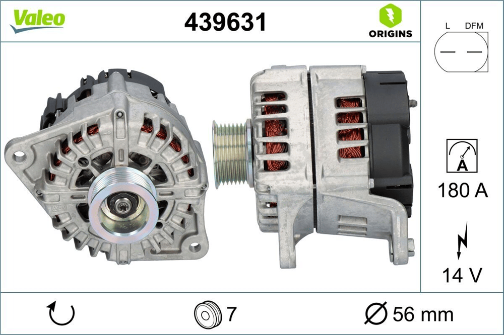 Alternatör 12V 180A L-DFM Uçlu – Fiat Ducato, IVECO Daily IV