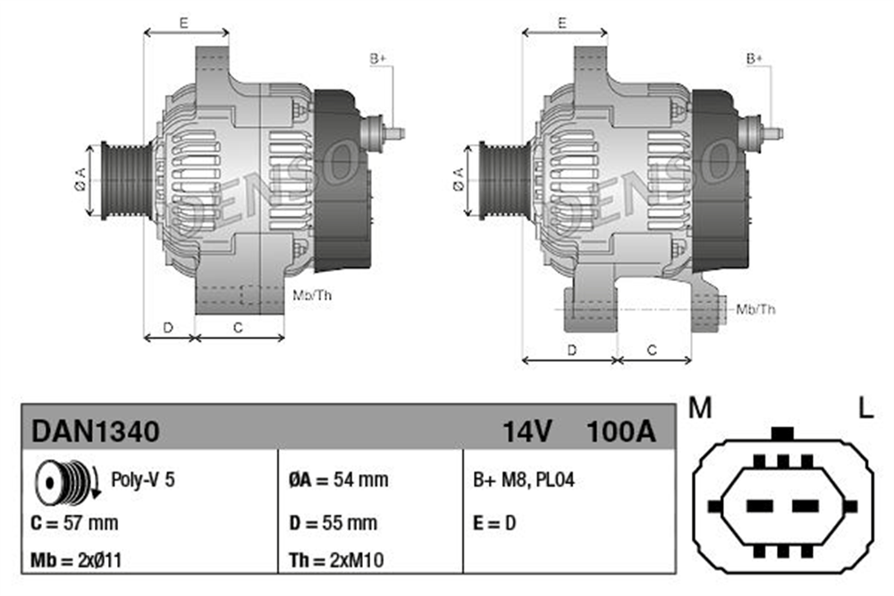 ALTERNATOR 12V 70AH OPEL ASTRA H 1.2 2005-> ASTRA H 1.4 2004-> CORSA D 1.0 2010-> MERIVA 1.4 16V TW