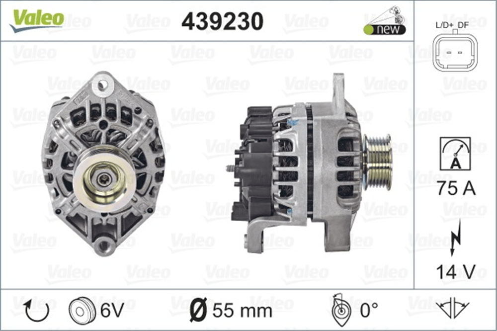 Alternatör 12V 75A – Renault Clio II, Kangoo, Laguna I vb.