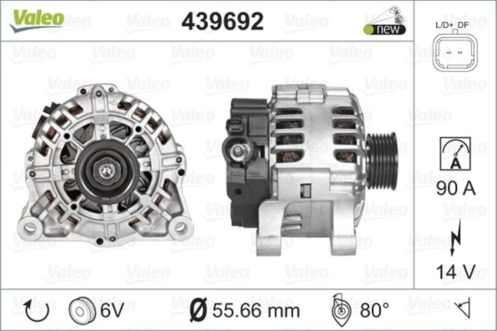 Alternatör 12V 90A – Citroen Berlingo I, C5, Peugeot 107 vb.