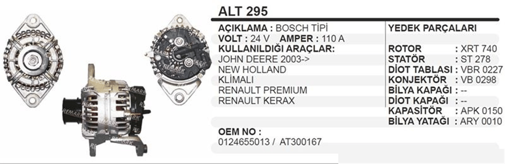 Alternatör 24V 110A – John Deere New Holla