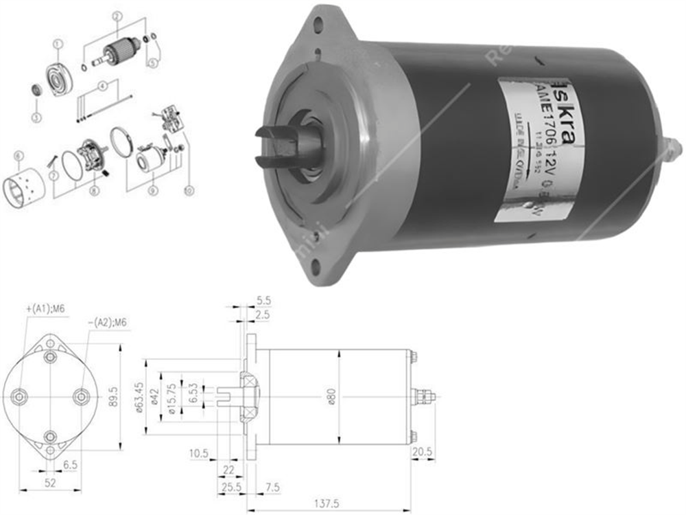 DC Motor 24V 0.8KW 4000 D Sağ Dönüş
