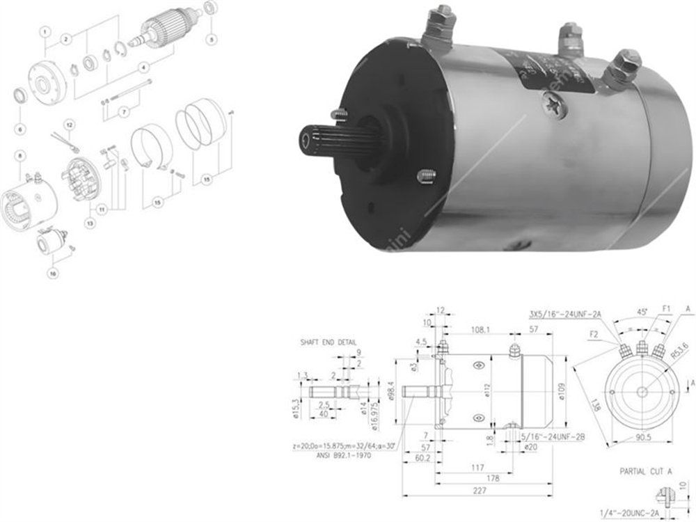 DC Motor 24V 2.0KW 2400 D Sağ Dönüş Ucu Frezeli