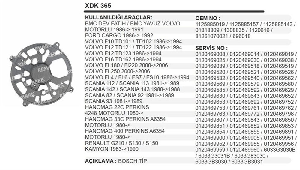 Diyot Taraf Kapağı Bosch Dev Fatih Cargo – Scania