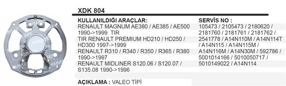Diyot Taraf Kapağı Valeo – Renault Tır 50A
