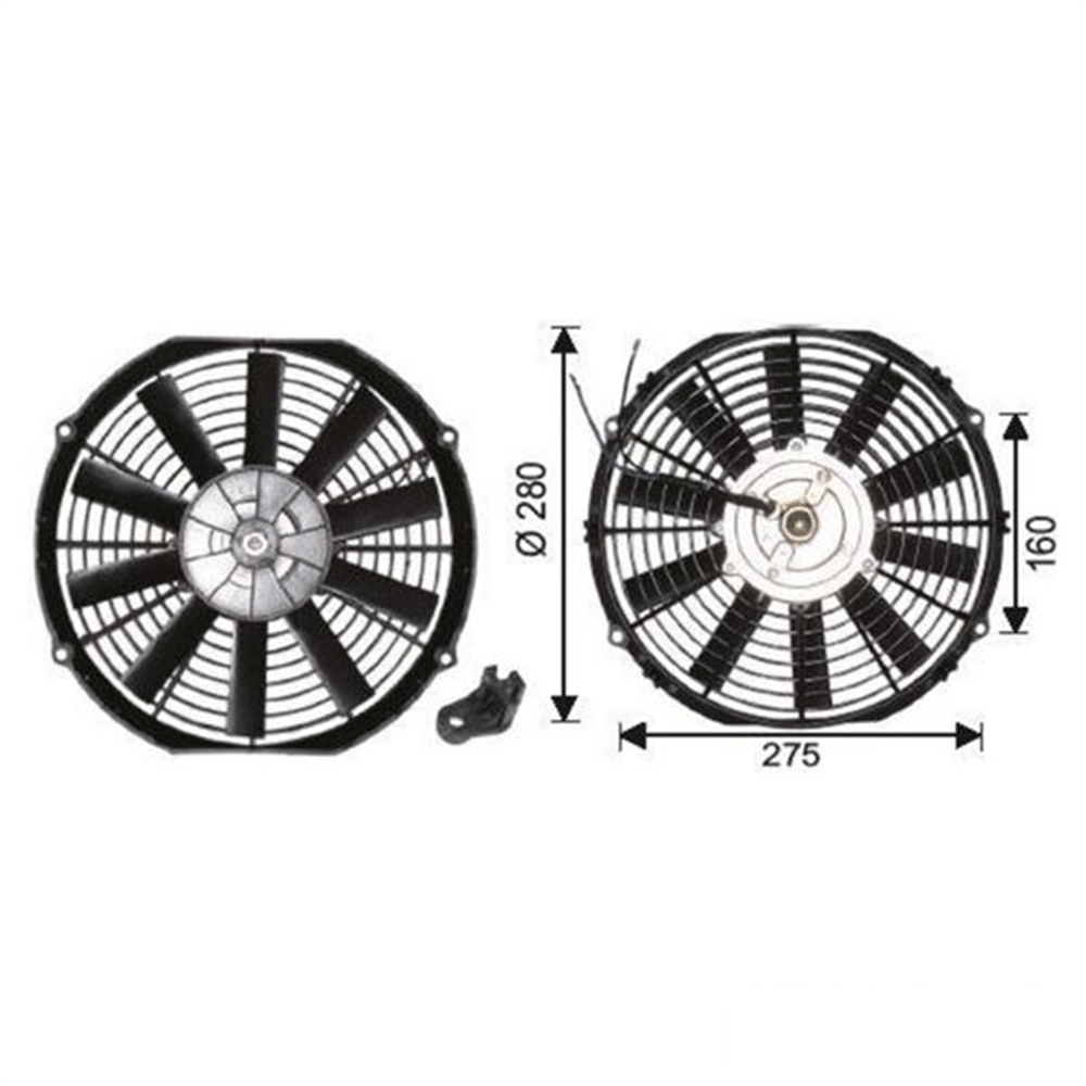 Fan Motoru 12V Üniversal Pervaneli 11INCH 280MM