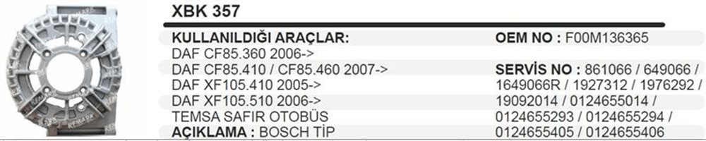 Kumanda Taraf Kapağı Bosch Tip – DAF CF85.360 410 460 2007+