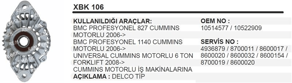 Kumanda Taraf Kapağı Delco 24SI – BMC Prof 1140