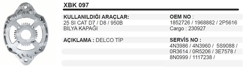 Kumanda Taraf Kapağı Delco 25SI CAT D7 D8 950B